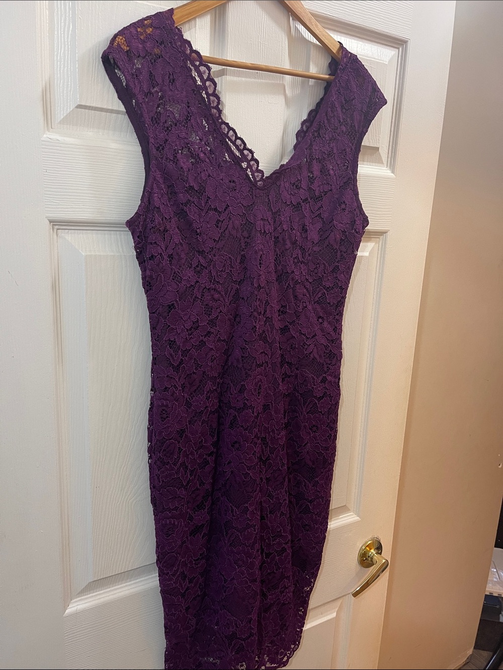 Elegant Purple Lace Sleeveless Dress
